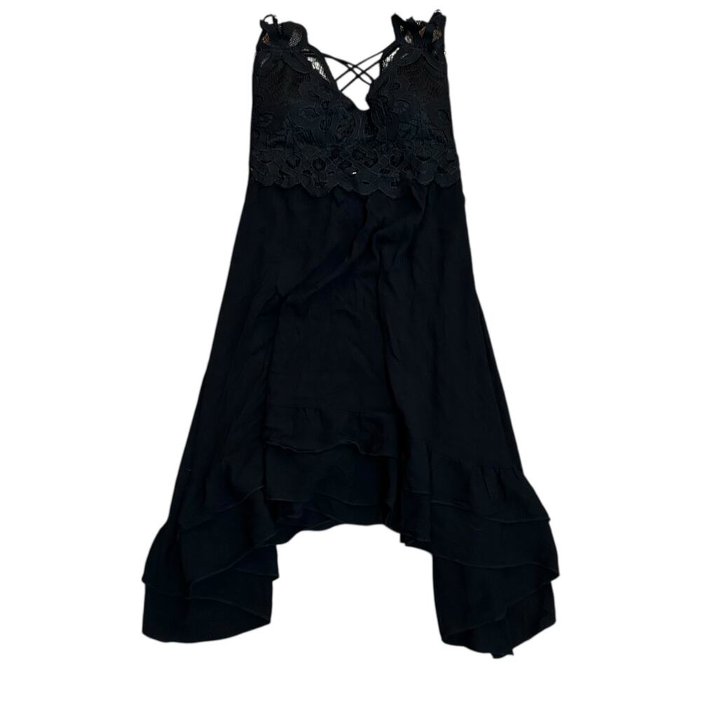 Rue 21 Black Lace Sleeveless High-Low Dress Womens XS Goth Emo Romantic Indie